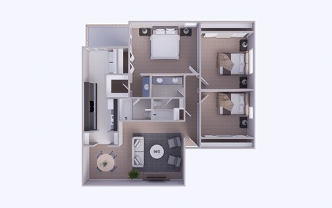 Floor plan for 3 beds, 2 baths, 1379 sqft